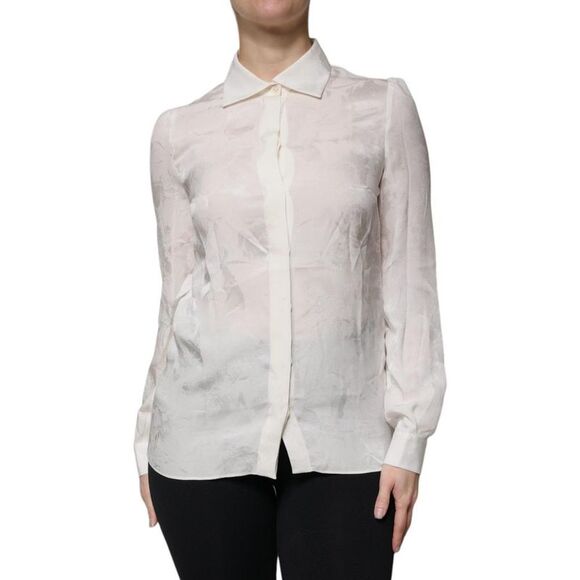 Pre Loved dolce & gabbana LongSleeve Silk Blouse Women White T-Shirts